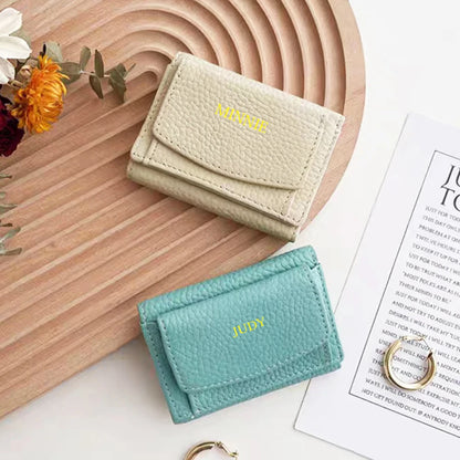 Custom Company Logo Cowhide Card Holder Woman Man Fashion Slim Mini Card Bag Genuine Leather Engrave Name Luxury Casual Purse