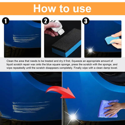 Car Scratch Remover Polishing Paste With Sponge Paint Care Restore Damaged Surface Smooth Finish For Auto Gloss