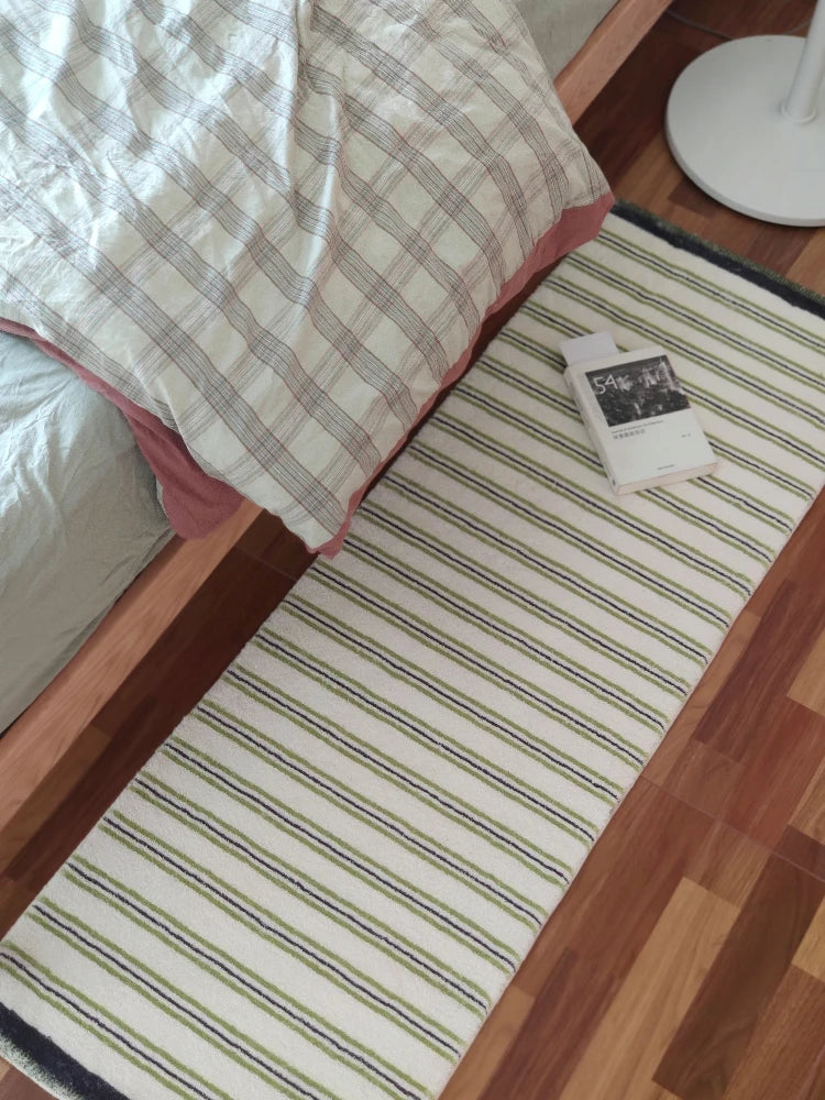 Minimalist Living Room Decorative Carpets Green Striped Bedroom Bedside Carpet Comfortable Coffee Table Rug Soft Balcony Rugs IG