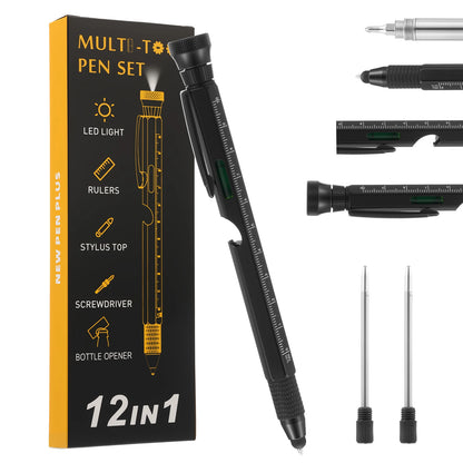 12 In 1 EDC Multi Tool Pen with LED Light Level Bottle Opener Touchscreen Stylus and Screwdriver Father's Day Men Gadgets Gifts