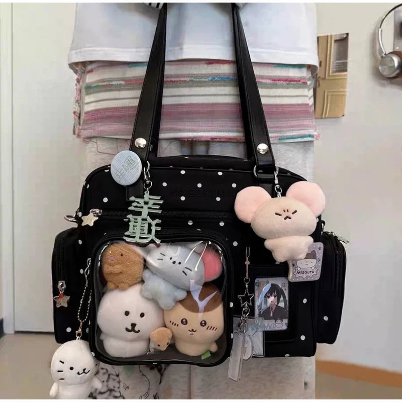 Japanese Itabag With Transparent Display Multi-pocket Shoulder Bag Fashion Tote Bag Jk Uniform Handbag Y2k Style Crossbody Bag