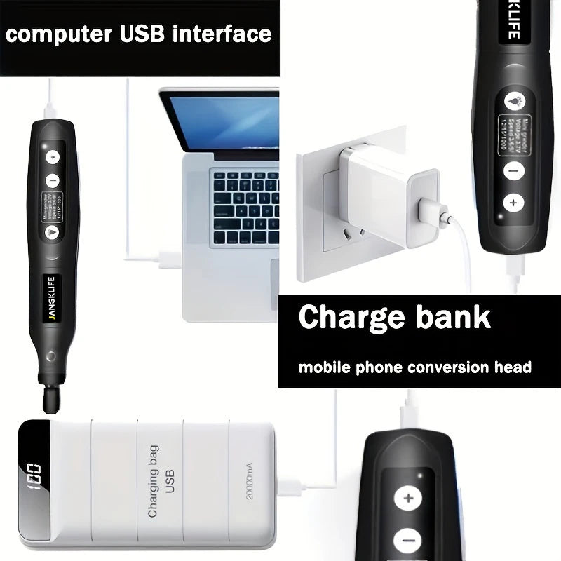 JANGKLIFE USB Cordless Rotary Tool Kit Woodworking Engraving Pen DIY For Jewelry Metal Glass Mini Wireless Drill