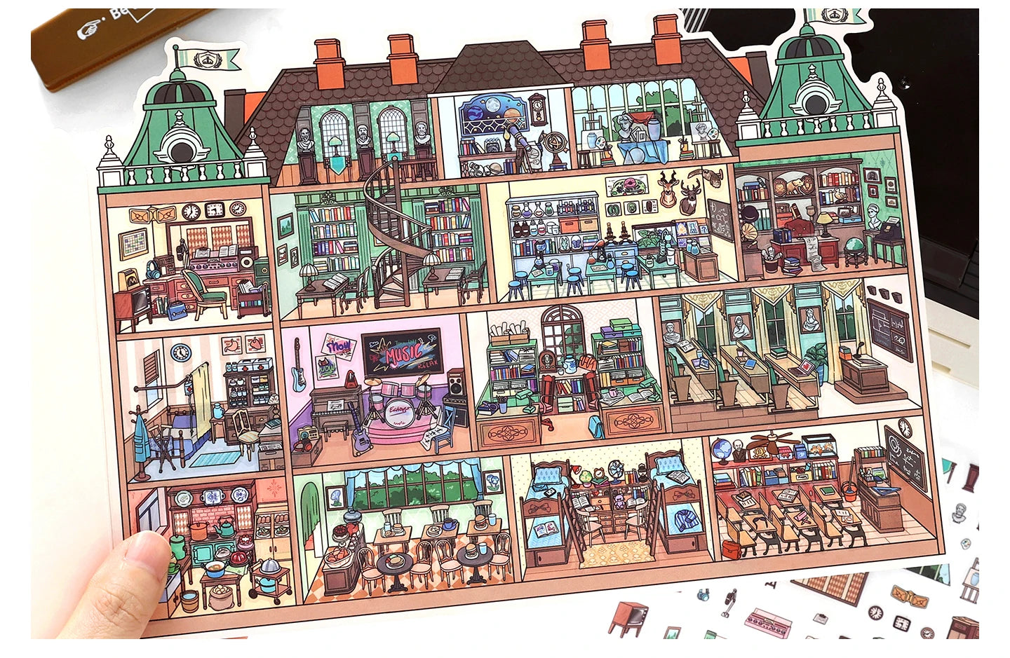 Kawaii College of Fine Arts 3D Candy Apartment Landscape Sticker  DIY Pocket Cabin Scene festival gift