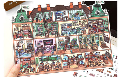 Kawaii College of Fine Arts 3D Candy Apartment Landscape Sticker  DIY Pocket Cabin Scene festival gift