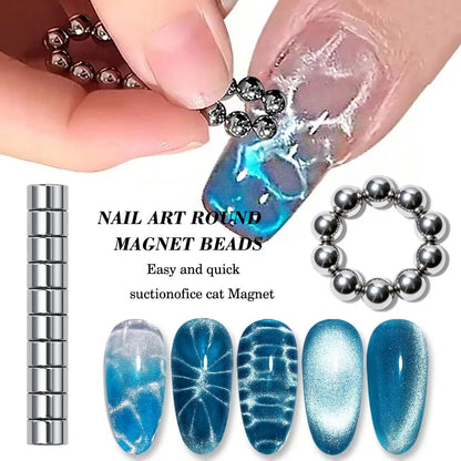 10/20pcs Gold Sliver Round Nail Art Magnetic Bead Set Multi-Functional Colorful Magnet Stick For Water Wave Ripple Cat Eye Desig