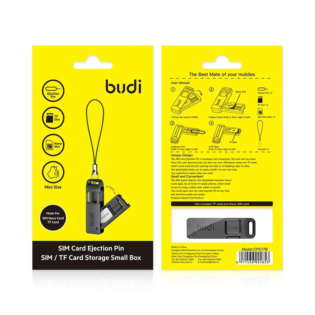 Multifunctionele kaartslot opslagdoos TF SIM-kaartejector opslagslot met Lanyard Anti-verloren SIM-kaartverwijderingsnaalden 1pc