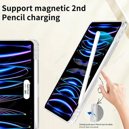 With Pencil Holder Case for iPad A16 A19 12th 11th 2026 Air11 13 Air8 M4 M3 M2 Pro11 12.9 13 M4 M5 Air4 5 10 9 8 7 9.7 10.2 10.5