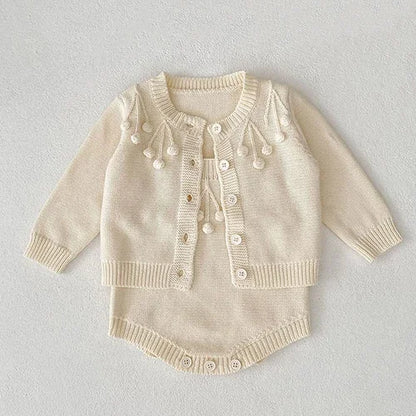 2025 New Autumn Toddler Baby Girl Clothes Set 0-3Yrs Infant Baby Girls Clothing Suit Long Sleeved Cardigan Sweater+PP Shorts