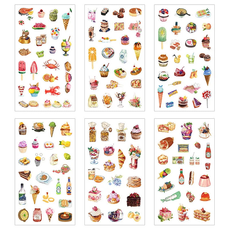 6pcs Leaf Flower Stickers Japanese Accessories for Kids Dessert Diary Decorating Pretty Stationery Feather Decoration Supplies