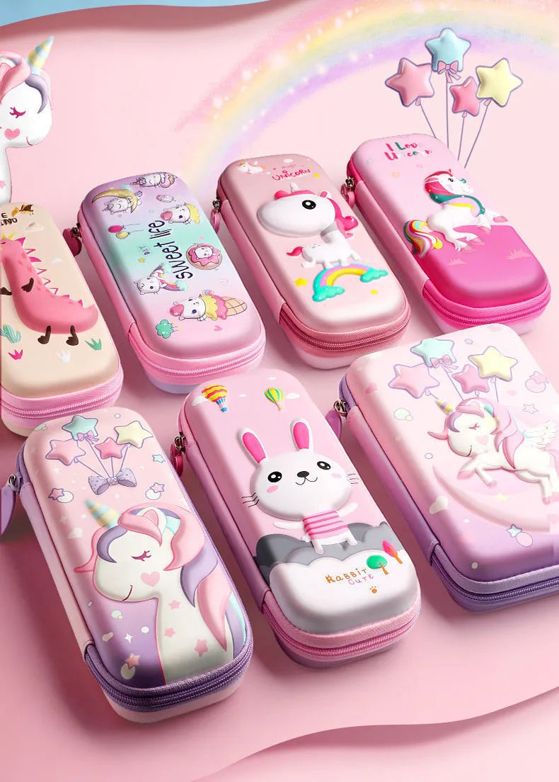3D EVA Unicorn Cute Pencil Case Cartoon Stationery Box Girls Color Pencil Box Student Pen Case School Supplies Gifts Ipad Case