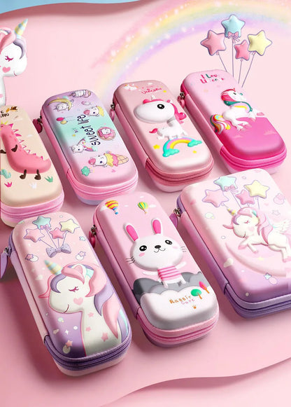 3D EVA Unicorn Cute Pencil Case Cartoon Stationery Box Girls Color Pencil Box Student Pen Case School Supplies Gifts Ipad Case