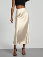 21 Colors New 2026 Women's Elegant High Waist Satin Long Skirts Female Summer Solid Color Faldas