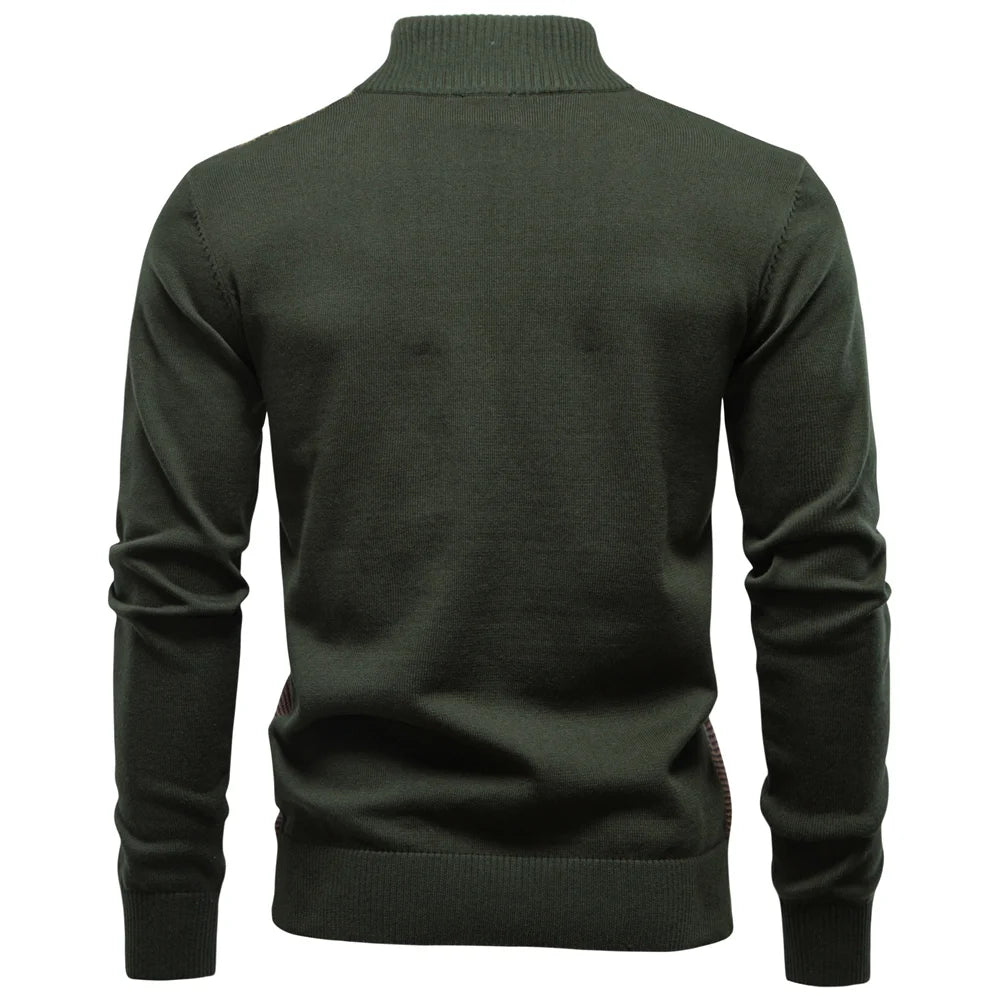 AIOPESON Men's Striped Sweater Solid Color Knit Pullover Warm Luxury Cotton Autumn Winter Casual Turtleneck Mens Sweaters