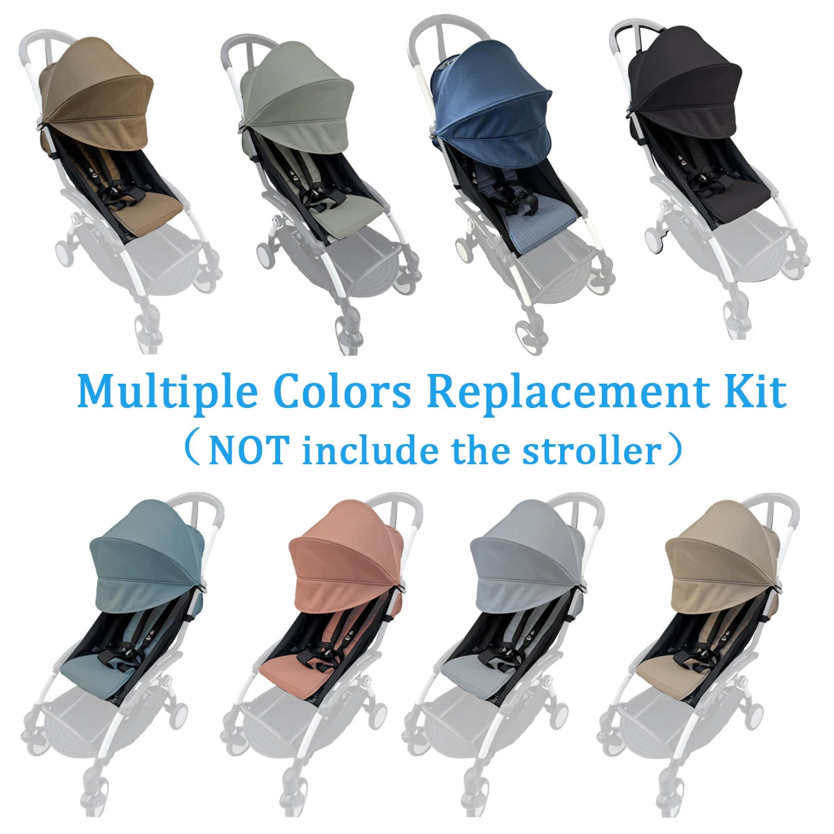 MomTan Stroller Accessories Replacement Set Extended Canopy & Seat Cushion & Seat Base For Babyzen YOYO Series & Stokke YOYO3