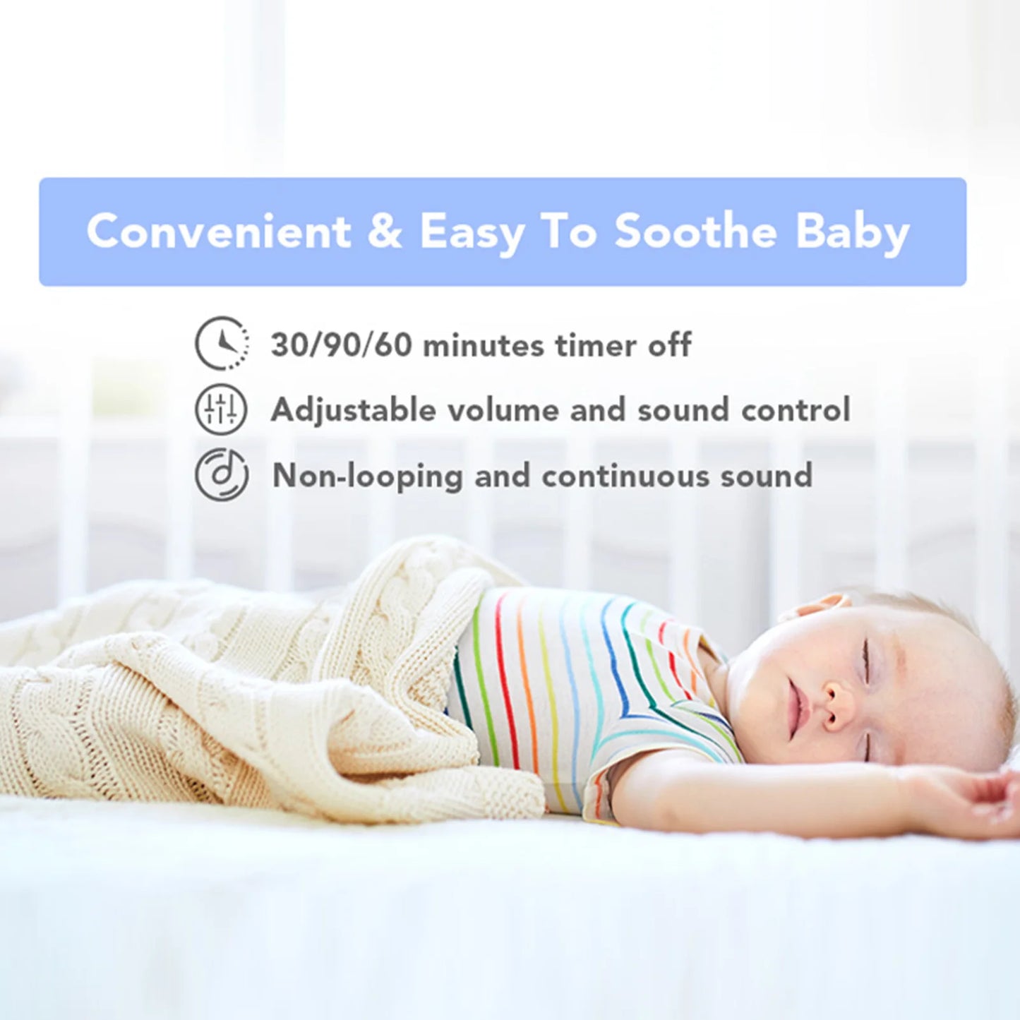 MBZ203 White Noise Machine Sleep Sound Machine for Baby Sleep Soother 7 Colors Night Lights 34 Soothing Sounds Adjustable Timer