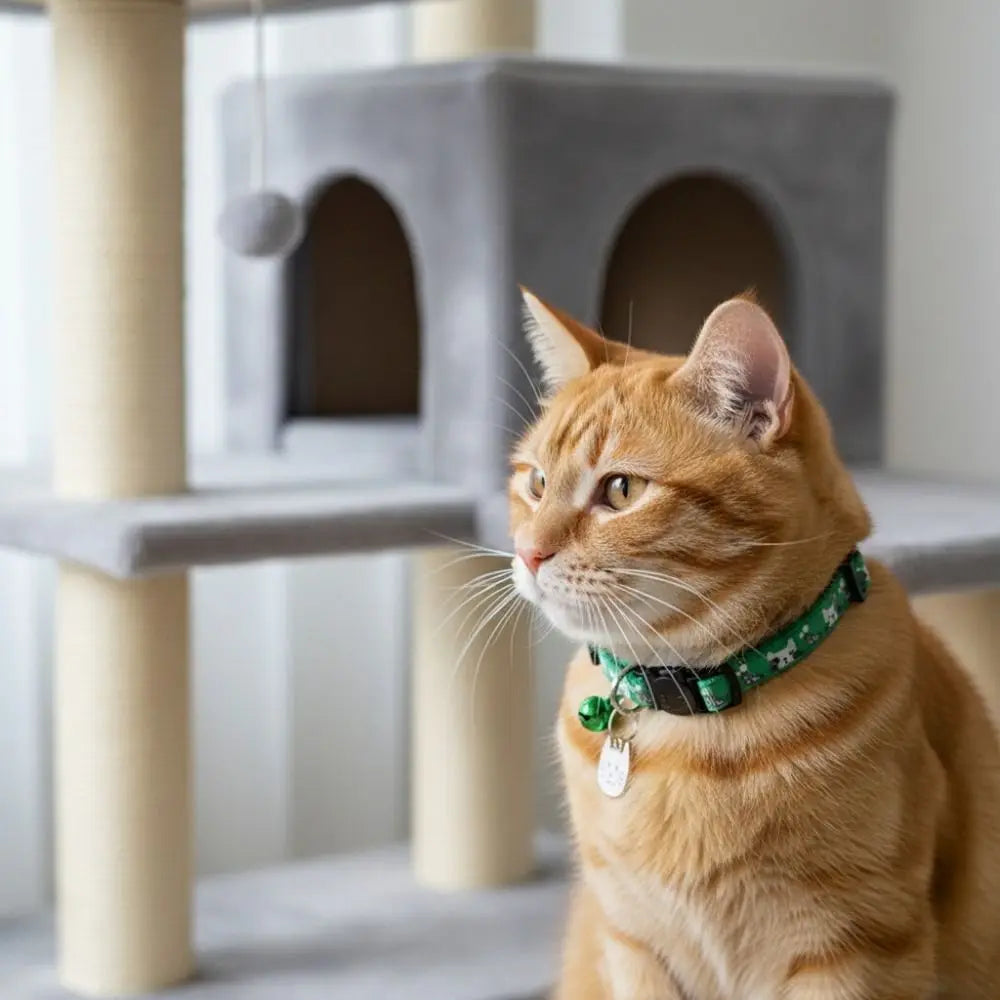 Adjustable Pet Cat Collar Quick Release Safety Buckle Anti-lost Cat Necklace Cat Pattern with Cat Face Pendant Bell