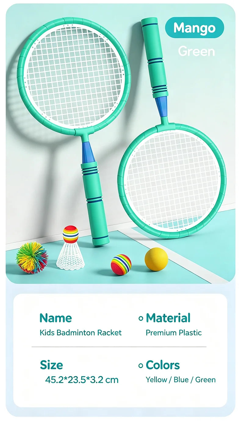 Kids Badminton Racket with Ball Parent-child Indoor Outdoor Sports Toy Training Equipment Children Teens Adult Birthday Gifts