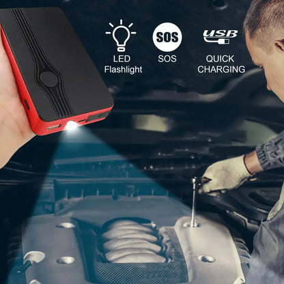 Portable Car Jump Starter 30000mAh Emergency Power Supply with Battery Clips and 3-in-1 USB Cable for Vehicle