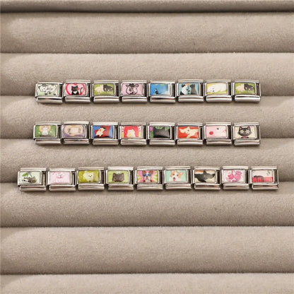 Y2K Cute Funny Sofa Cats Dogs Italian Charm Fit 9mm Stainless Steel Women DIY Bracelet Drop Shipping Fashion Jewelry Wholesale