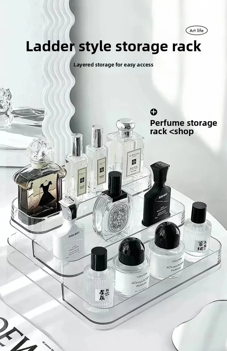 Luxurious Multi-Layer Acrylic Cosmetic Storage Box Display Stand Transparent Desktop Perfume Organizer Jewelry Accessories Holde