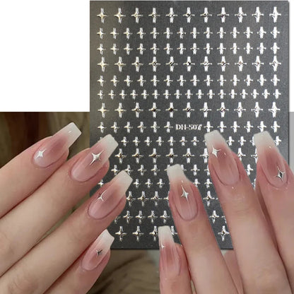 3d Nail Art Stickers Red Black White Love Hearts Stars Clouds French Full Tips Adhesive Nail Decals Slider For Manicure