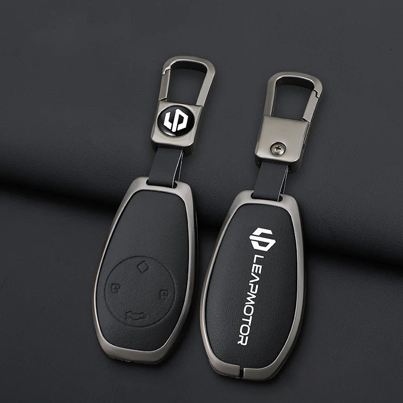 Zinc alloy+leather car remote key set, suitable for Leapmotor C16 C11 C10 C01 B10 T03 S01 car keychain key set chain accessories