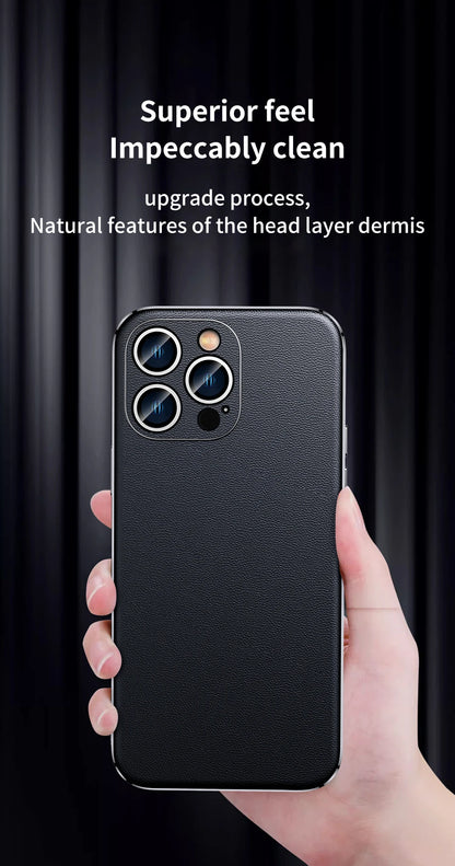 LANGSIDI Luxury Ultra Thin Shockproof Leather Case For iPhone 17 16 Pro Max 15 Plus 14 13 12 11 Air Lens Protective Cover