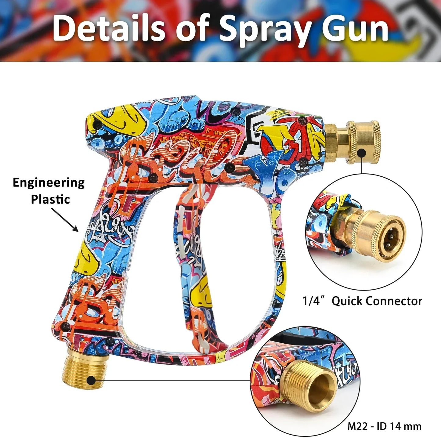 Graffiti Design High-Pressure Foam Gun Set - Multi-Brand Fit for Karcher/Bosch/Nilfisk, Ergonomic Grip,Car/RV/Truck Cleaning Kit