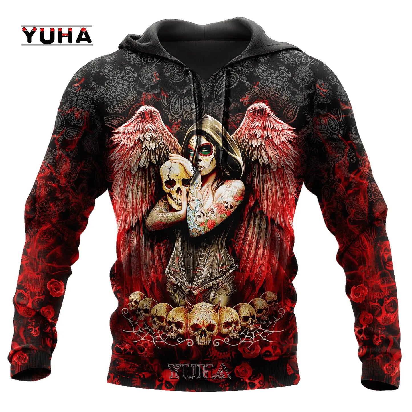 Dark  Red Skull Tattoo 3D All Over Printed Men's Hoodie & Sweatshirt Spring and  Autumn Unisex  Hoodies Casual Sportswear