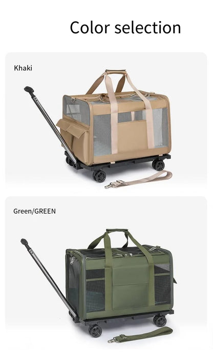 Foldable Lightweight Pet Travel Carrier Bag Breathable with 360° Swivel Wheels for Cats Dogs Portable Outdoor Pet Backpack 2026