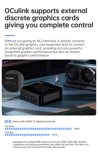 Topton Gaming Mini PC Oculink AMD Ryzen AI 9 HX 370 R7 8845HS USB4.0 2x2.5G LAN 2xPCIe4.0 NUC Mini Computer Windows 11 WiFi6