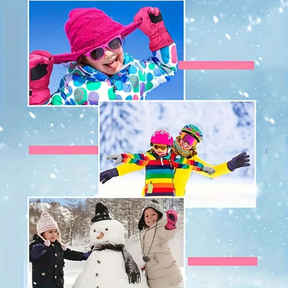 Winter Snow Gloves for Boys Girls Ages 10-14, Warm Knit Windproof for Skiing Cycling Fishing, Machine Washable