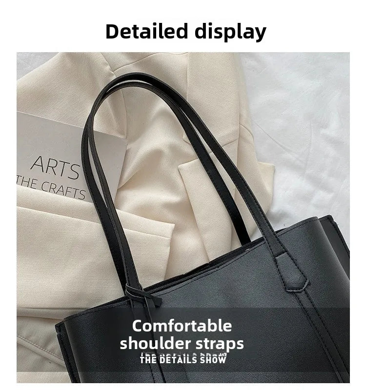Large Capacity Women's Bag, New Soft Leather Tote Bag, Casual and Versatile Single Shoulder Bags for Woman Korean Style Handbags