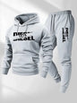 Men Fashion Print Tracksuit Hooded Sweatshirt+Sweatpants Set Autumn Winter Casual Fitness Jogging Sports Two-Piece Unisex Outfit