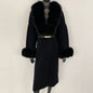 Long Knitwear Coat Women Warm Belt Real Fox Fur Jacket Female 2024 New Autumn Winter Kintted Natural Fur Coat Women