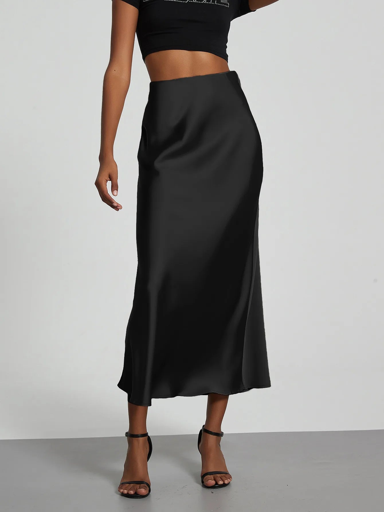 21 Colors New 2026 Women's Elegant High Waist Satin Long Skirts Female Summer Solid Color Faldas