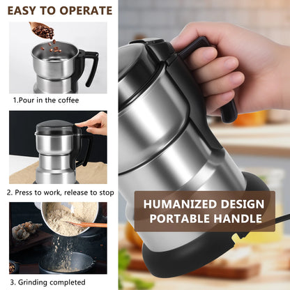 400W Electric Coffee Grinder Spice Grinder Large Home Kitchen Grinder with Handle EU Plug for Coffee Beans Spices Pepper Seeds Herbs Dry Food