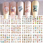 12 Design Ink Flowers Water Transfer Nail Stickers Decals Patchwork Animal Bear Nail Sliders for Women DIY Manicure Decorations