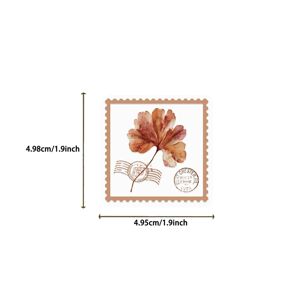 10/30/50pcs INS Style Retro Brown Flowers Stamp Stickers Aesthetic Decals DIY Luggage Motorcycle Bike Cartoon Decoration Sitcker
