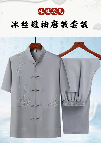 men's sets (shirt + trousers) 2026 summer new style men fashion shirt short sleeve shirt High quality shirts male two piece