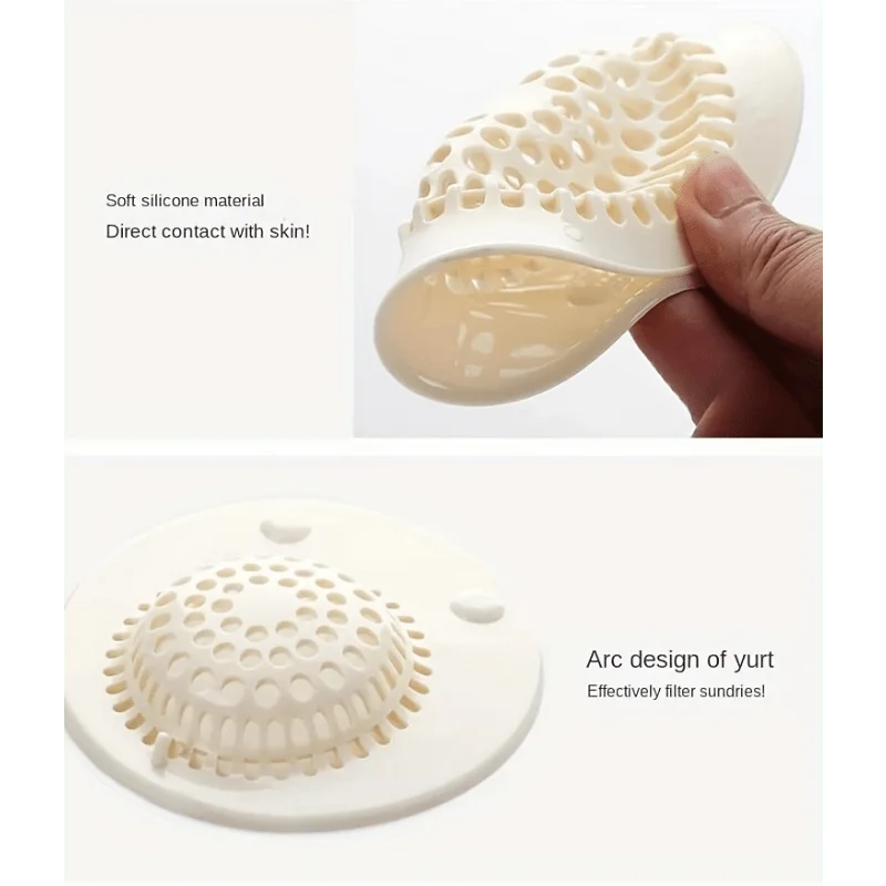 3pcs Hair Catcher Shower Drain - Anti-Clog Kitchen Sink & Bathtub Strainer, Lightweight Oval Design for Efficient Water Flow
