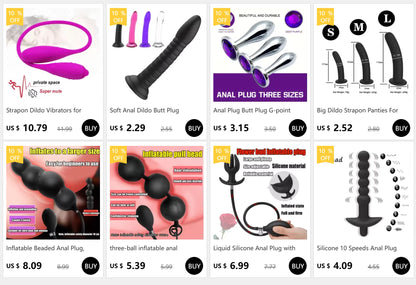 Silicone Pleasure Anal Plug 4-Piece Set - Anal Stimulation Beads, Hands-Free Suction Cup Anal Plug, Adult Erotic Sex Toy