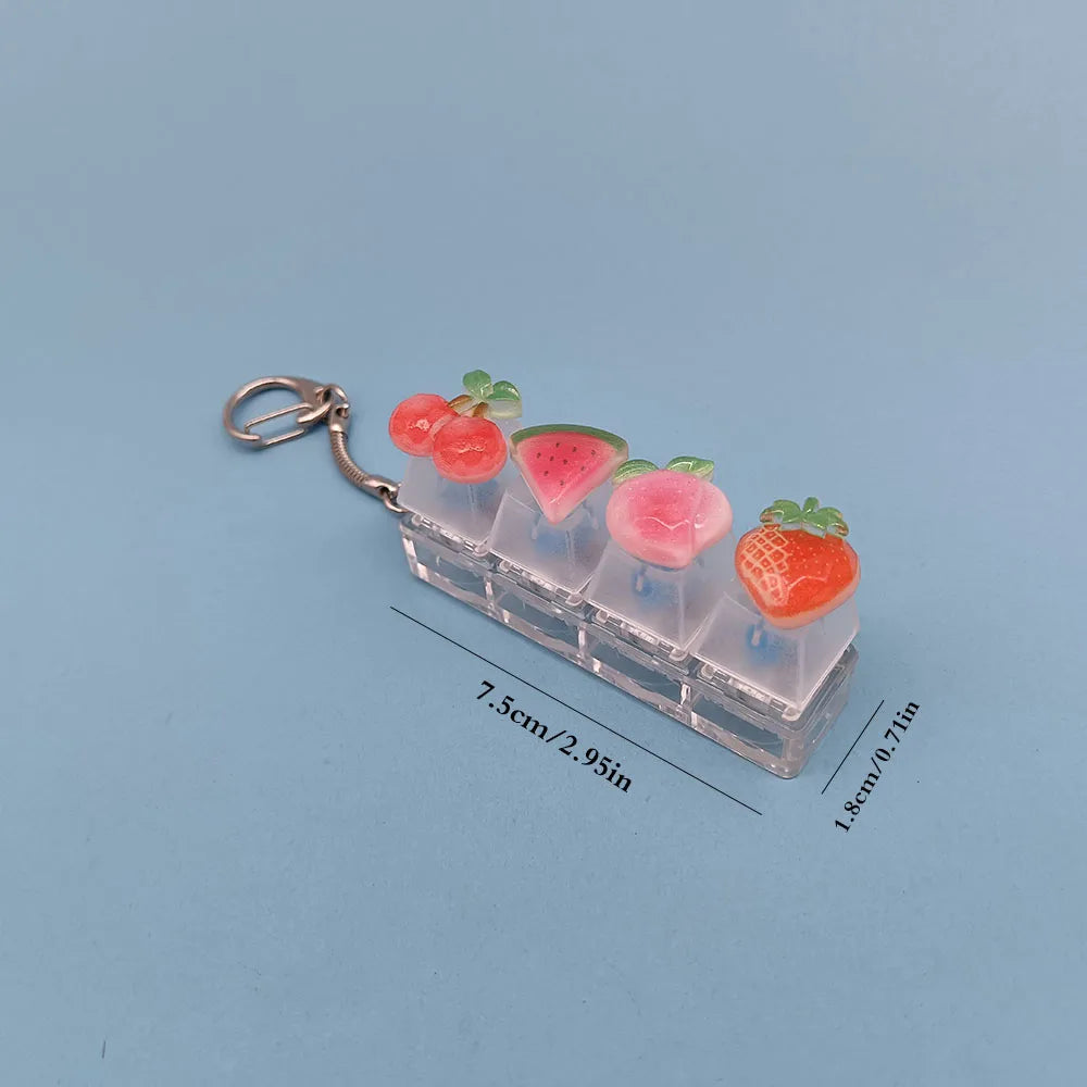 Keycap Keychain Mobile Phone Pendant Fruit Kawaii Keyring Fingertip Decompression Novelty Pop Fidget Toy Valentine Holiday Gift