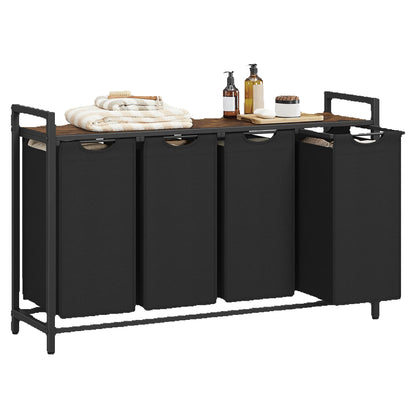 VASAGLE laundry basket 4 hand fan Laundry Collector with Storage, Laundry Box, Removable Laundry Bag, Metal Frame, 4x40L