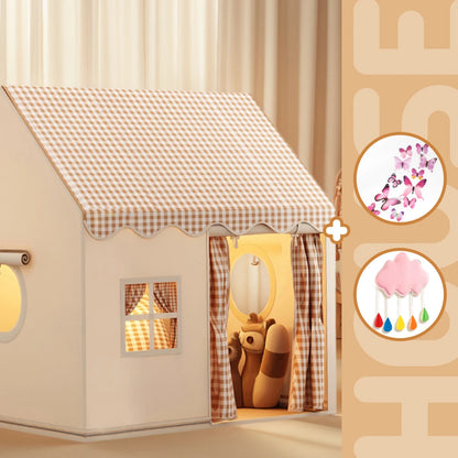 Children's Fun Playhouse Tent, Bed Canopy Partition, Children's Pretend Play Tent, Kids' Toy Castle, Portable Outdoor Toy Playhouse, Includes Cloud/Butterfly Party Decorations, Holiday Gift, Does Not Include Lighting