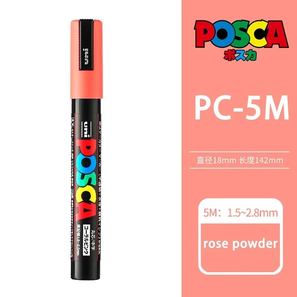 1pcs Japan UNI POSCA Markers PC-1M/3M/5M Acrylic Graffiti Pen Waterproof DIY Stackable Color Art Painting School Supplies