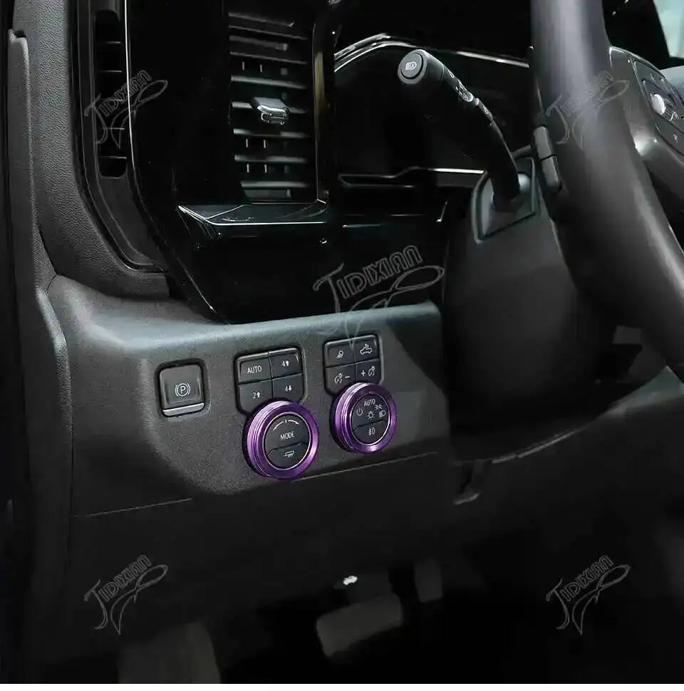 JIDIXIAN Car Center Console Knob Decoration Ring for Chevy Silverado 2022 2023 Up Central Control Knobs Cover Inner Accessories