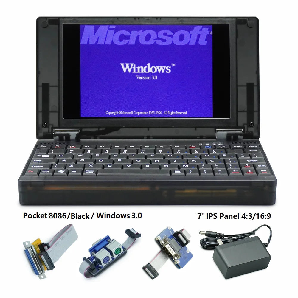 Pocket8086 DOS Computer Windows3.0 8086CPU IBM PC-X Compatible Notebook VGA Graphics Card 768KB RAM 512MB Storage Retro Computer