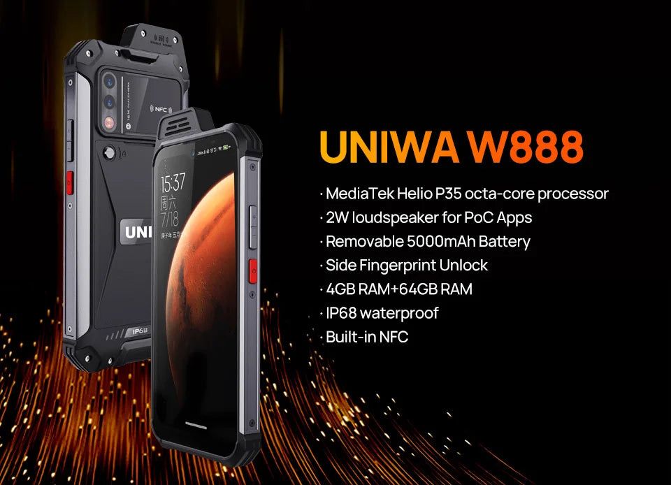 UNIWA W888 ATEX Explosion-proof IP68 Smartphone 4GB 64GB Andriod 11 6.3 Inch NFC Cellphone Walkie Talkie 4G Mobile Phone