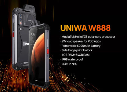 UNIWA W888 ATEX Explosion-proof IP68 Smartphone 4GB 64GB Andriod 11 6.3 Inch NFC Cellphone Walkie Talkie 4G Mobile Phone
